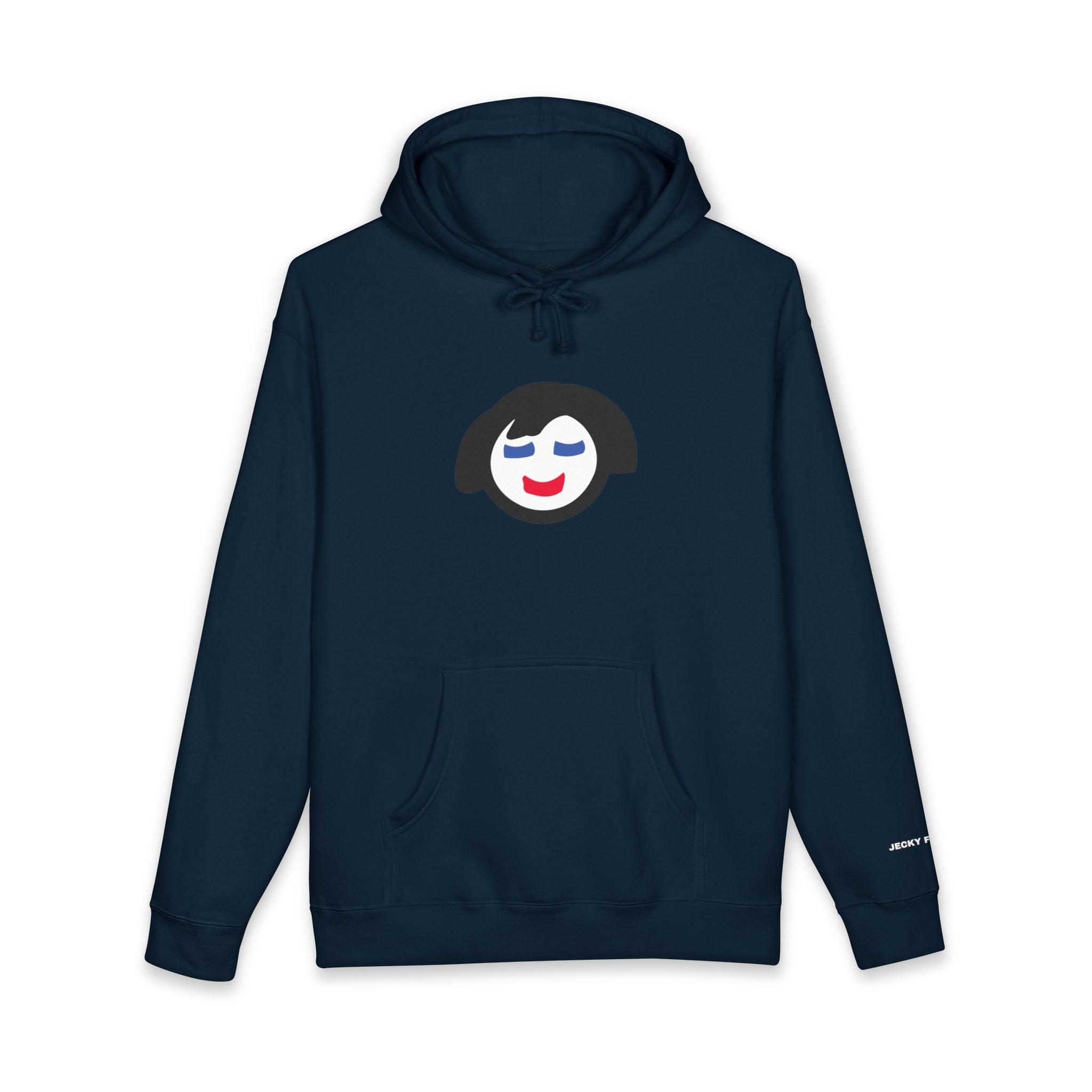 Smiling Face Graphic Hoodie | Minimal Portrait, White Hooded Sweatshirt