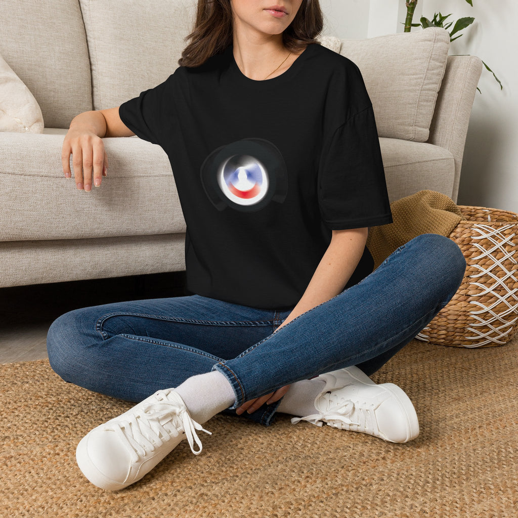 Abstract Color Swirl T-Shirt | Minimal Lens Circle Graphic