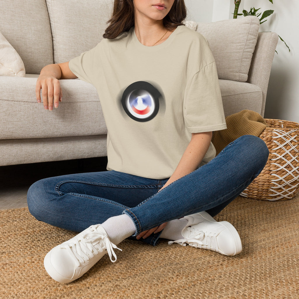 Abstract Color Swirl T-Shirt | Minimal Lens Circle Graphic