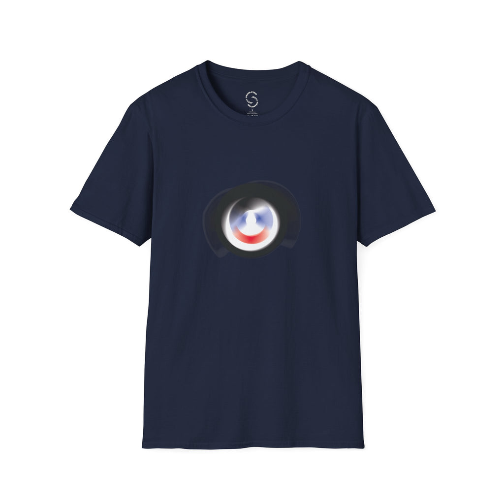 Abstract Color Swirl T-Shirt | Minimal Lens Circle Graphic