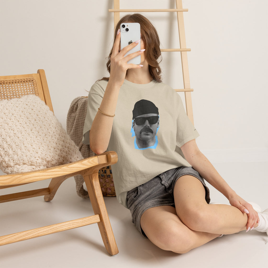 JECKY BLACK Beanie  Man  T-Shirt | Retro Portrait, Sunglasses, Vaporwave Accent