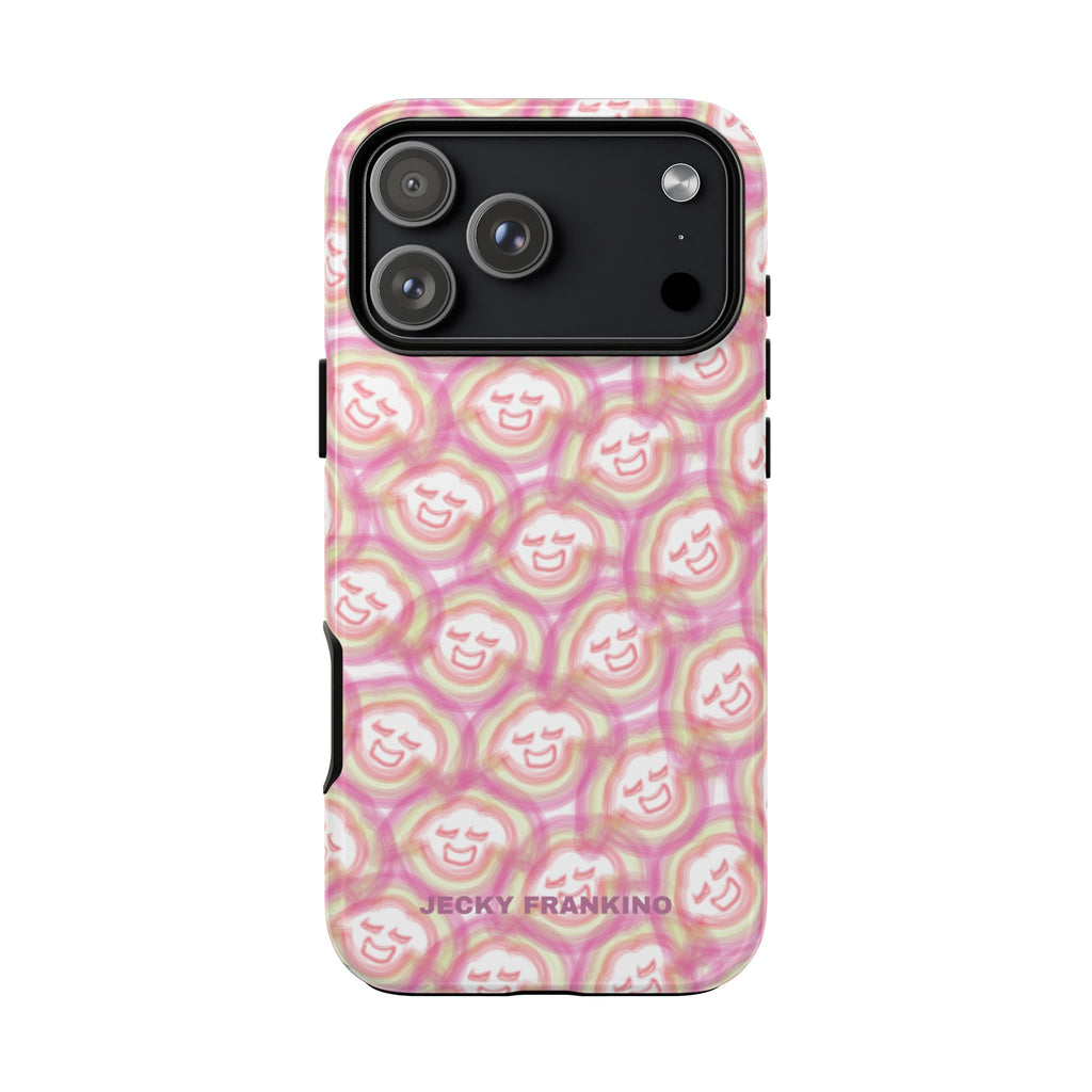 Pink Smiley JF Pattern Phone Case | Cute Repeating Emoji Design