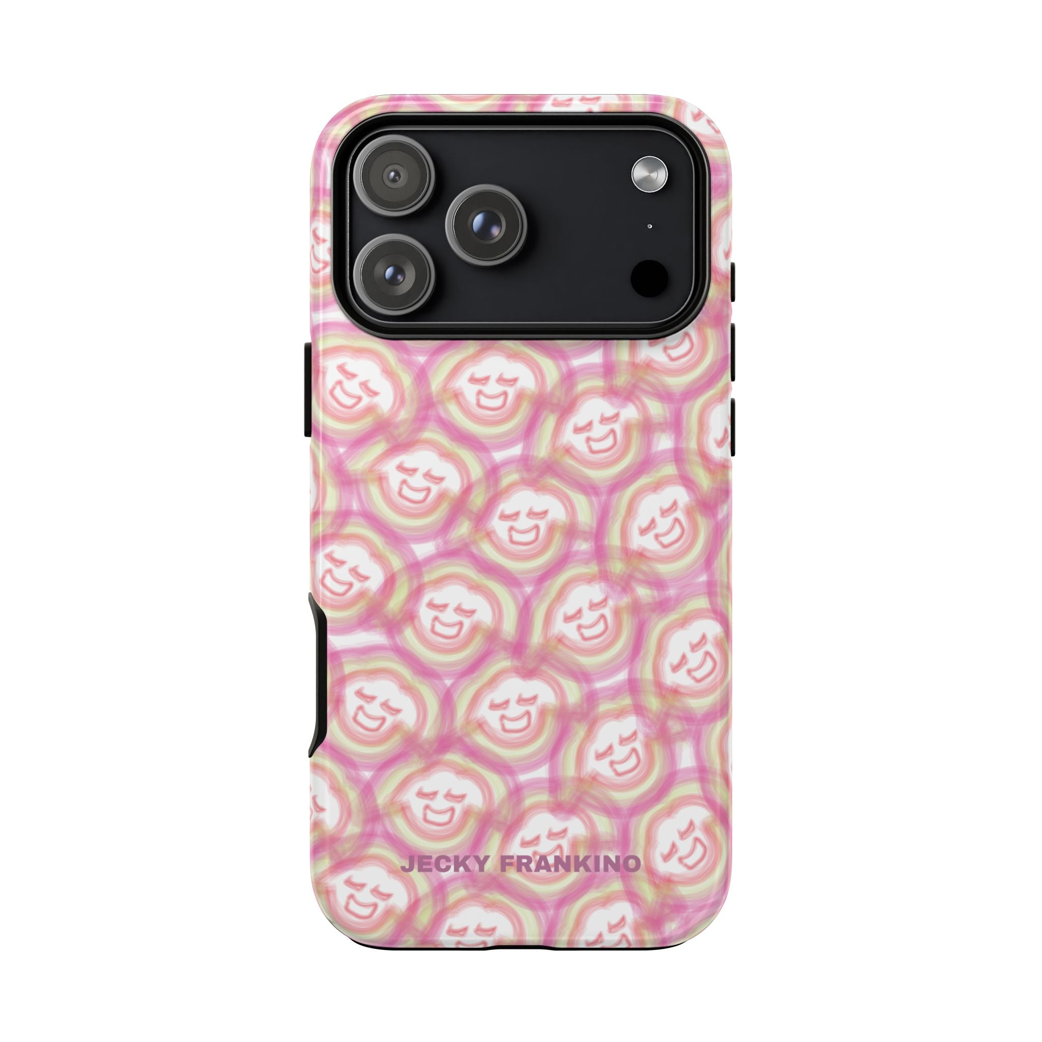 Pink Smiley JF Pattern Phone Case | Cute Repeating Emoji Design
