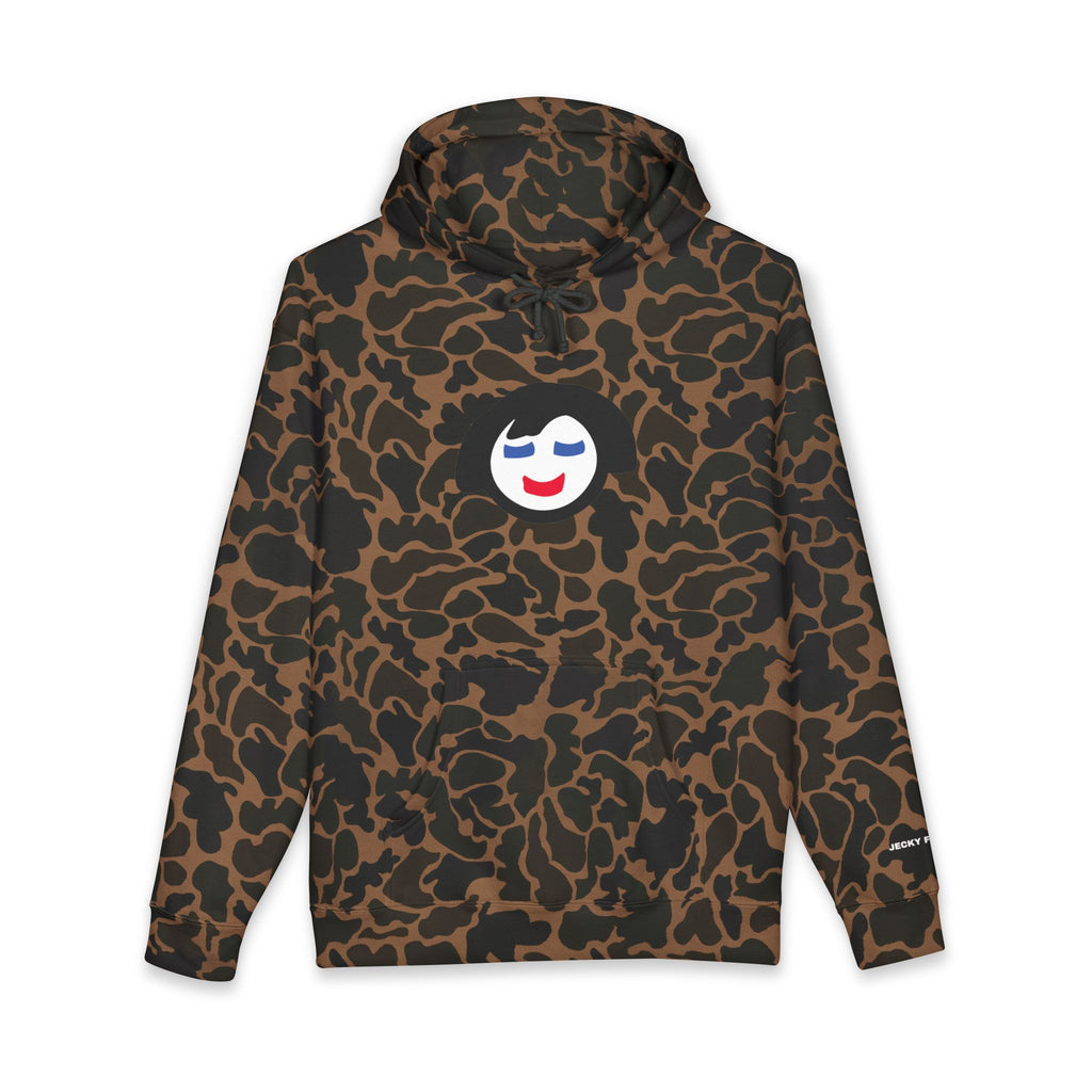 Smiling Face Graphic Hoodie | Minimal Portrait, White Hooded Sweatshirt