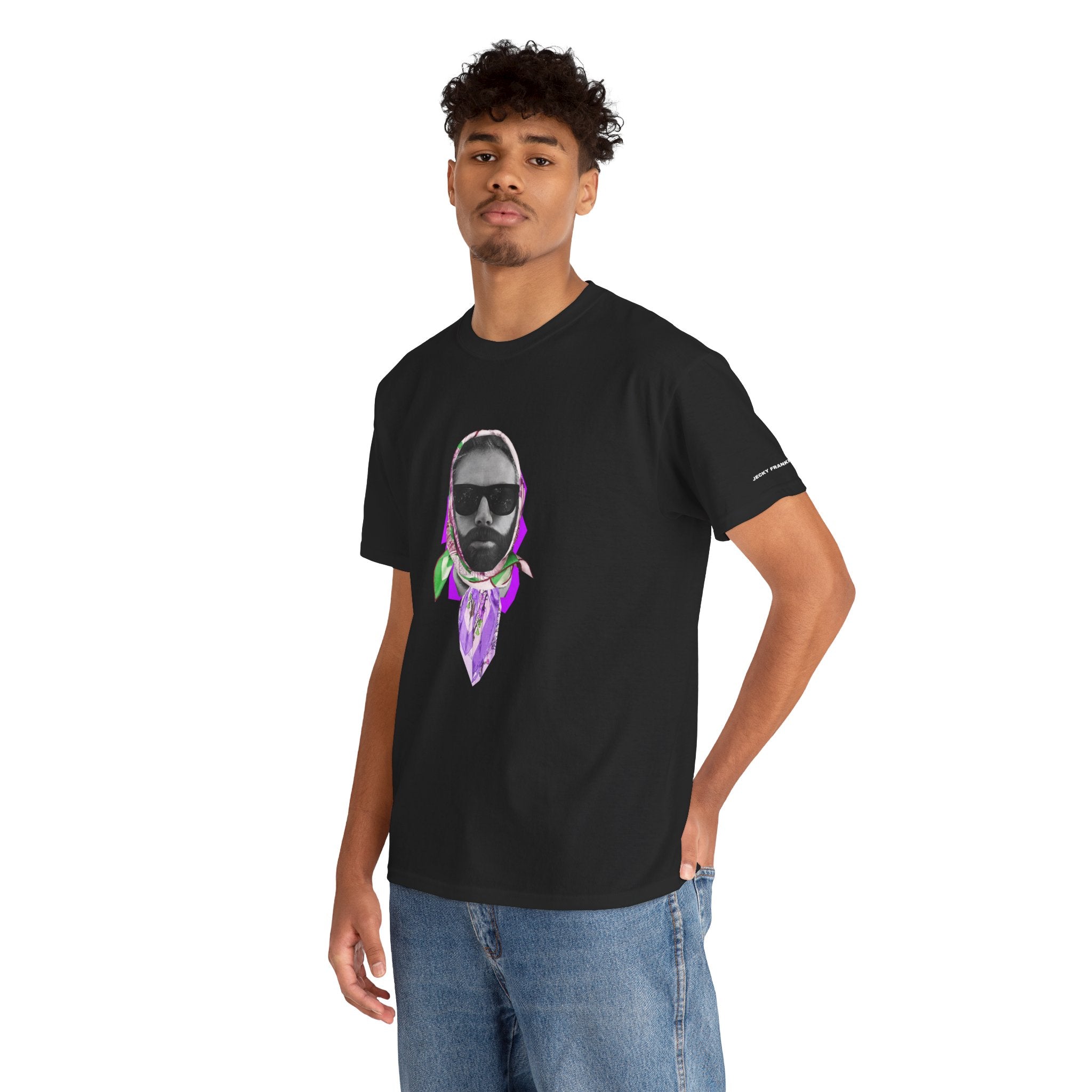 JECKY Fuxia FOULARD  Man  T-Shirt | Retro Portrait, Sunglasses, Vaporwave Accent