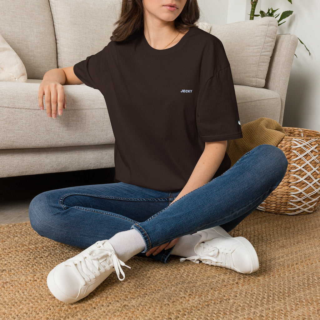 Minimal 'LUCKY' Text Tee, T-Shirt | Small Chest Script Logo