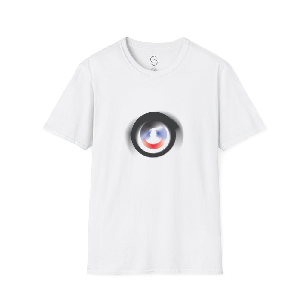Abstract Color Swirl T-Shirt | Minimal Lens Circle Graphic