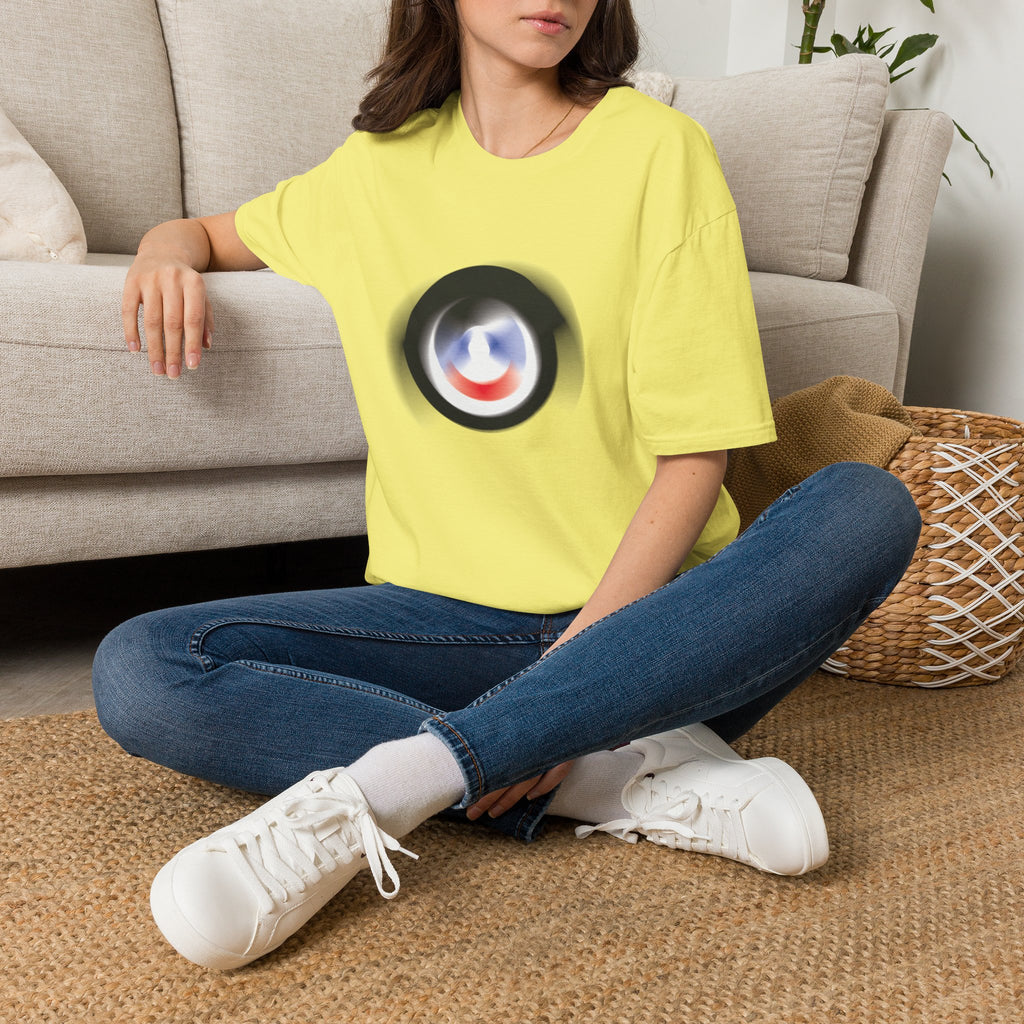 Abstract Color Swirl T-Shirt | Minimal Lens Circle Graphic