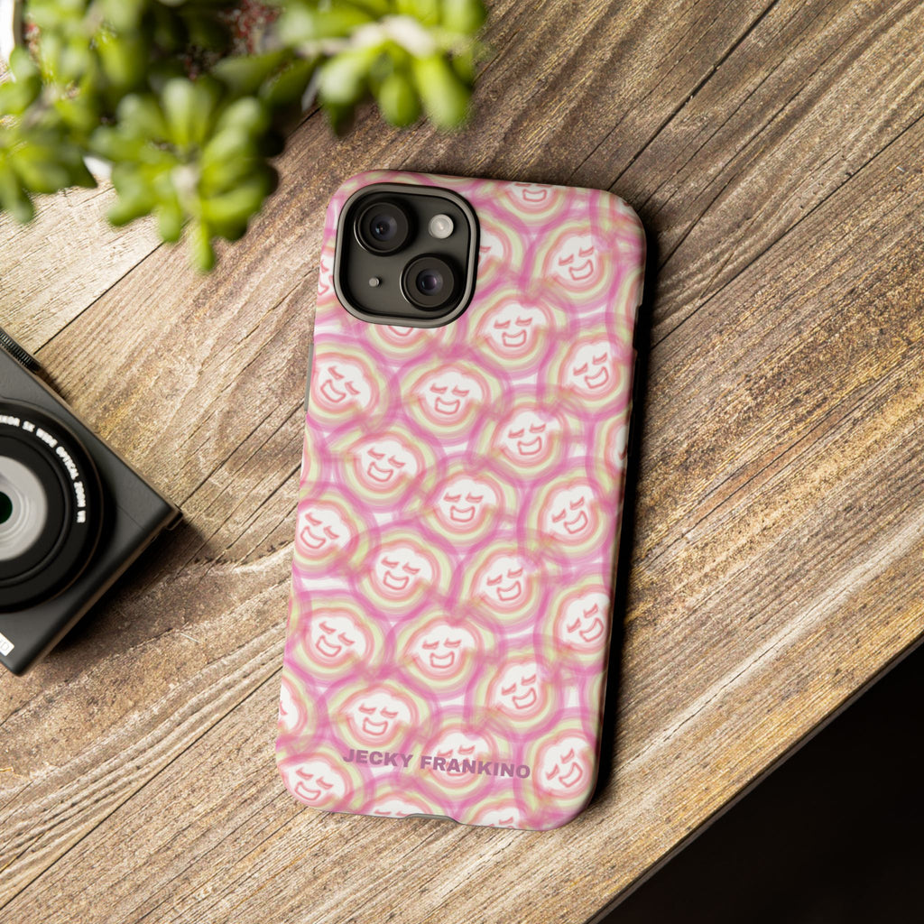 Pink Smiley JF Pattern Phone Case | Cute Repeating Emoji Design
