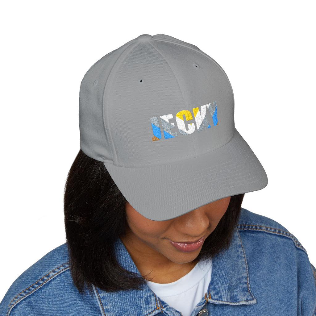 JECKY Text Patch Cap | Embroidered Baseball Hat, Winking Back Detail