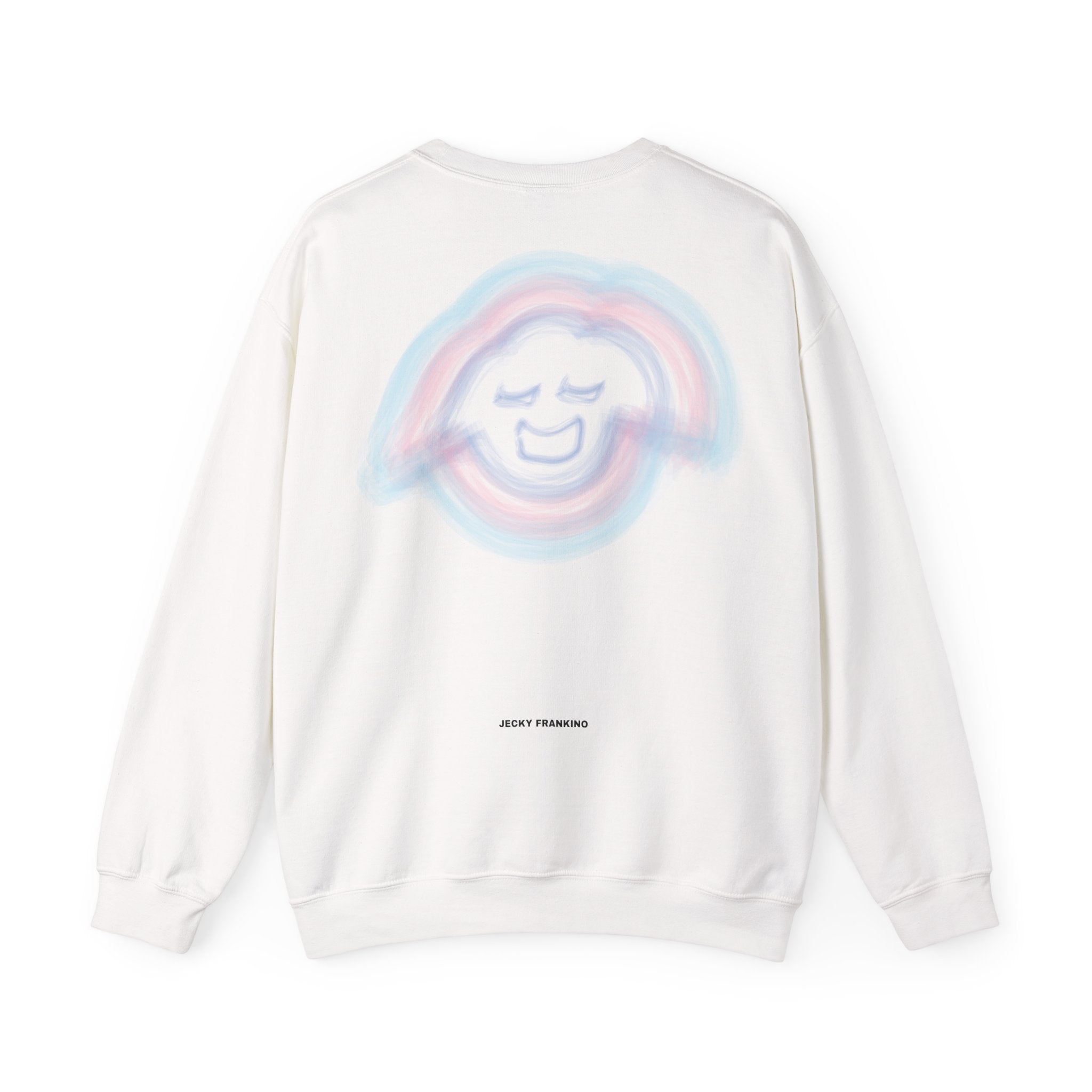 Pastel Smiley Rainbow Crewneck Sweatshirt | Soft Cloud Face Design
