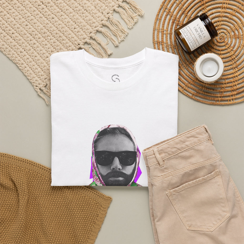 JECKY Fuxia FOULARD  Man  T-Shirt | Retro Portrait, Sunglasses, Vaporwave Accent