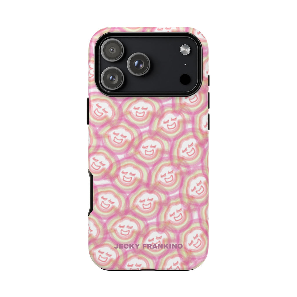 Pink Smiley JF Pattern Phone Case | Cute Repeating Emoji Design