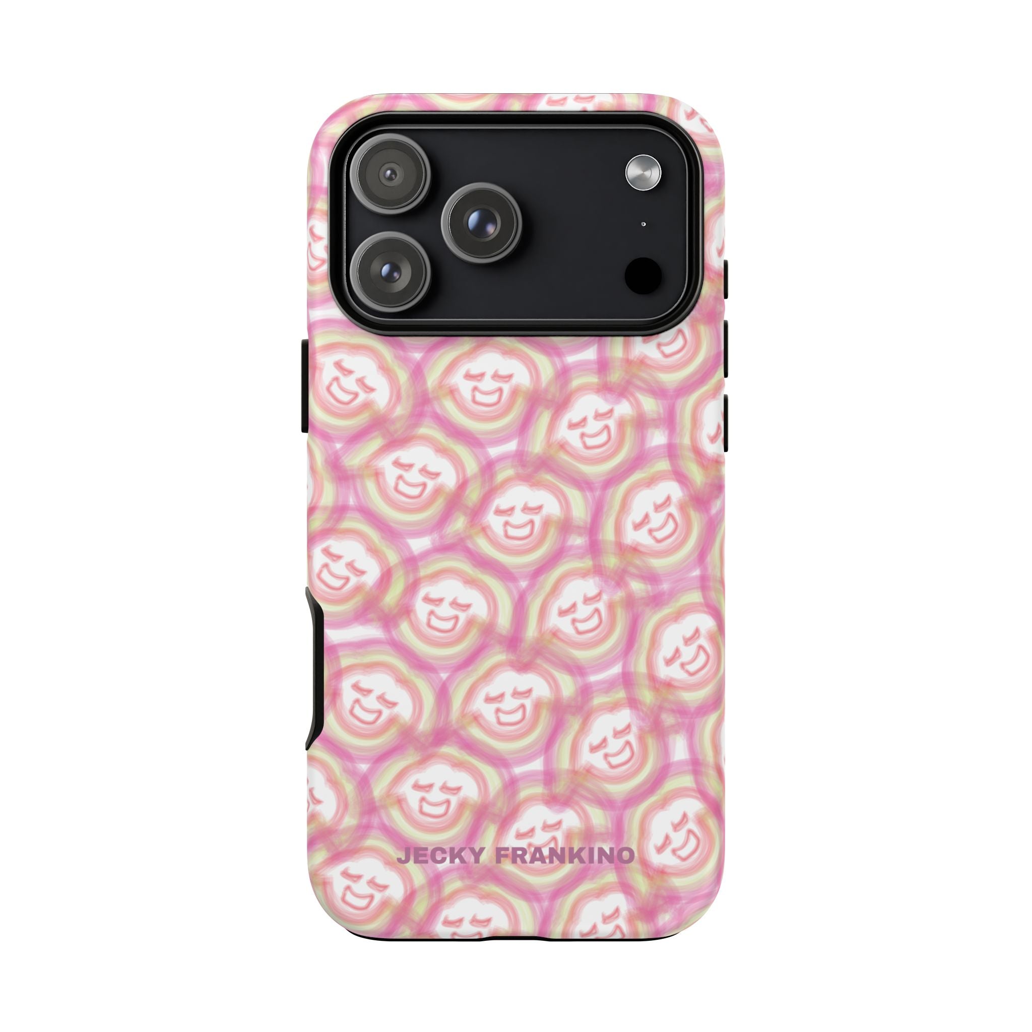 Pink Smiley JF Pattern Phone Case | Cute Repeating Emoji Design