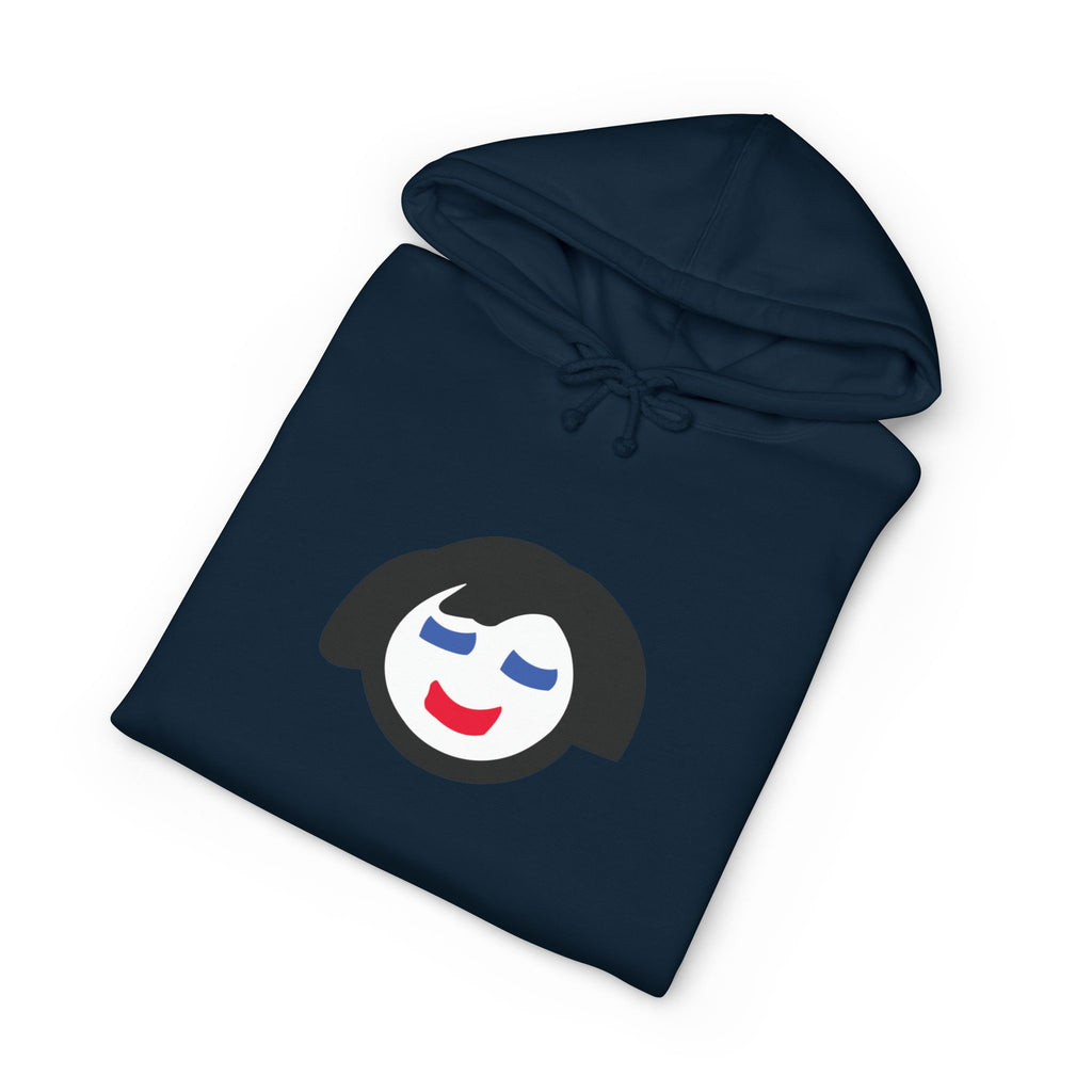 Smiling Face Graphic Hoodie | Minimal Portrait, White Hooded Sweatshirt