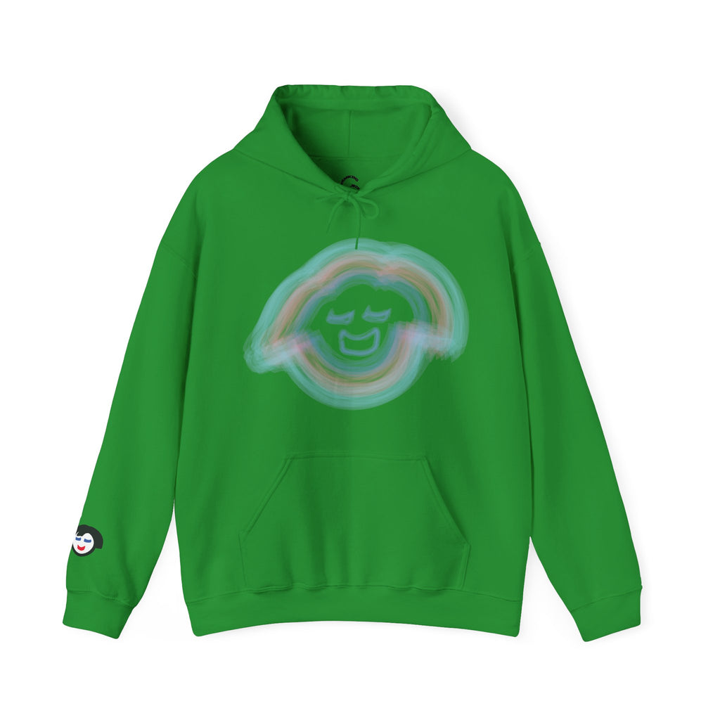 Smiling Rainbow Face JECKY FRANKINO Hoodie | Minimal Pastel Graphic Sweatshirt