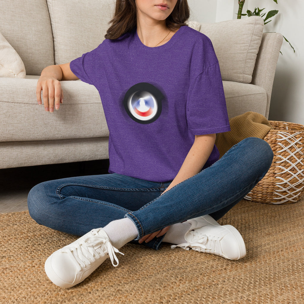 Abstract Color Swirl T-Shirt | Minimal Lens Circle Graphic