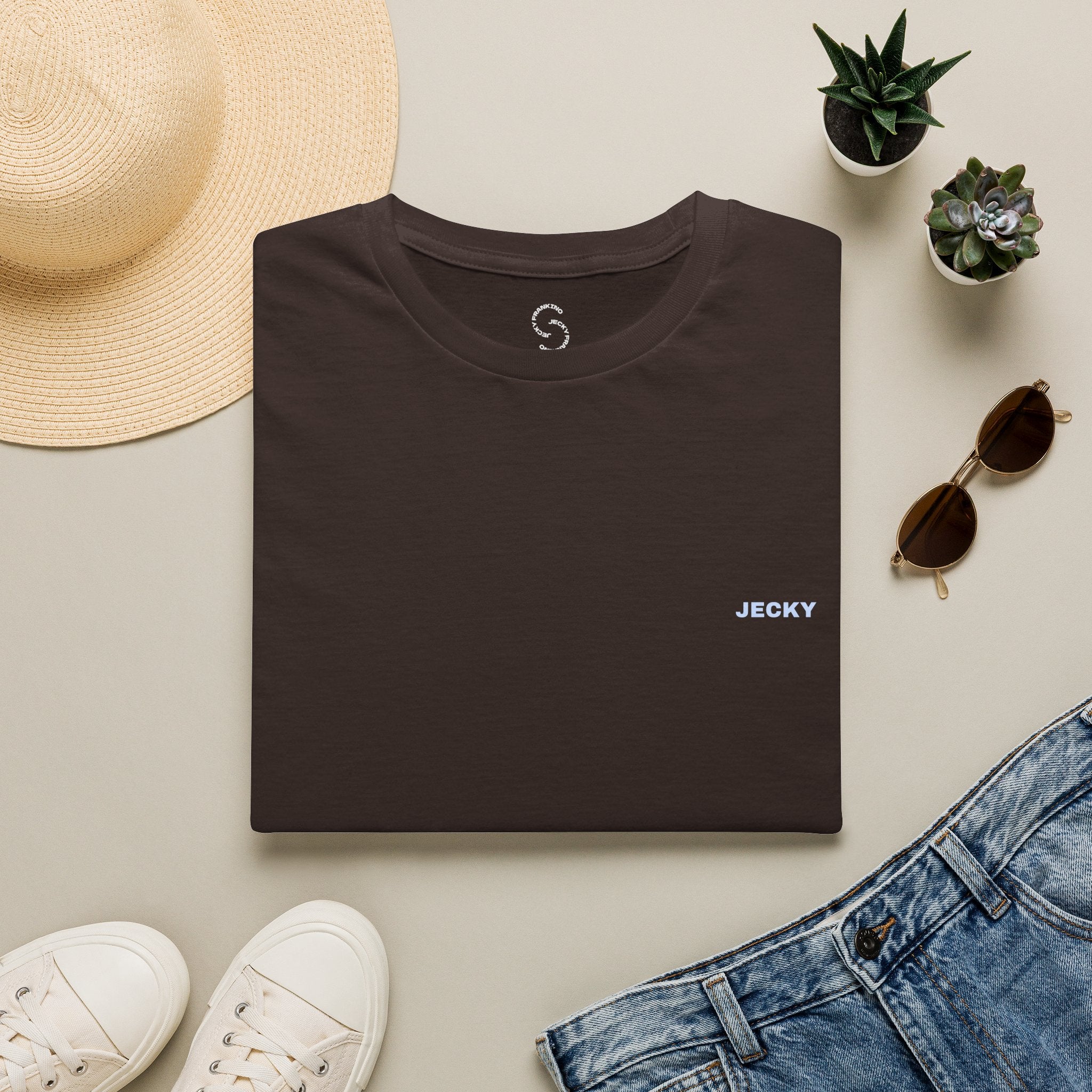 Minimal 'LUCKY' Text Tee, T-Shirt | Small Chest Script Logo