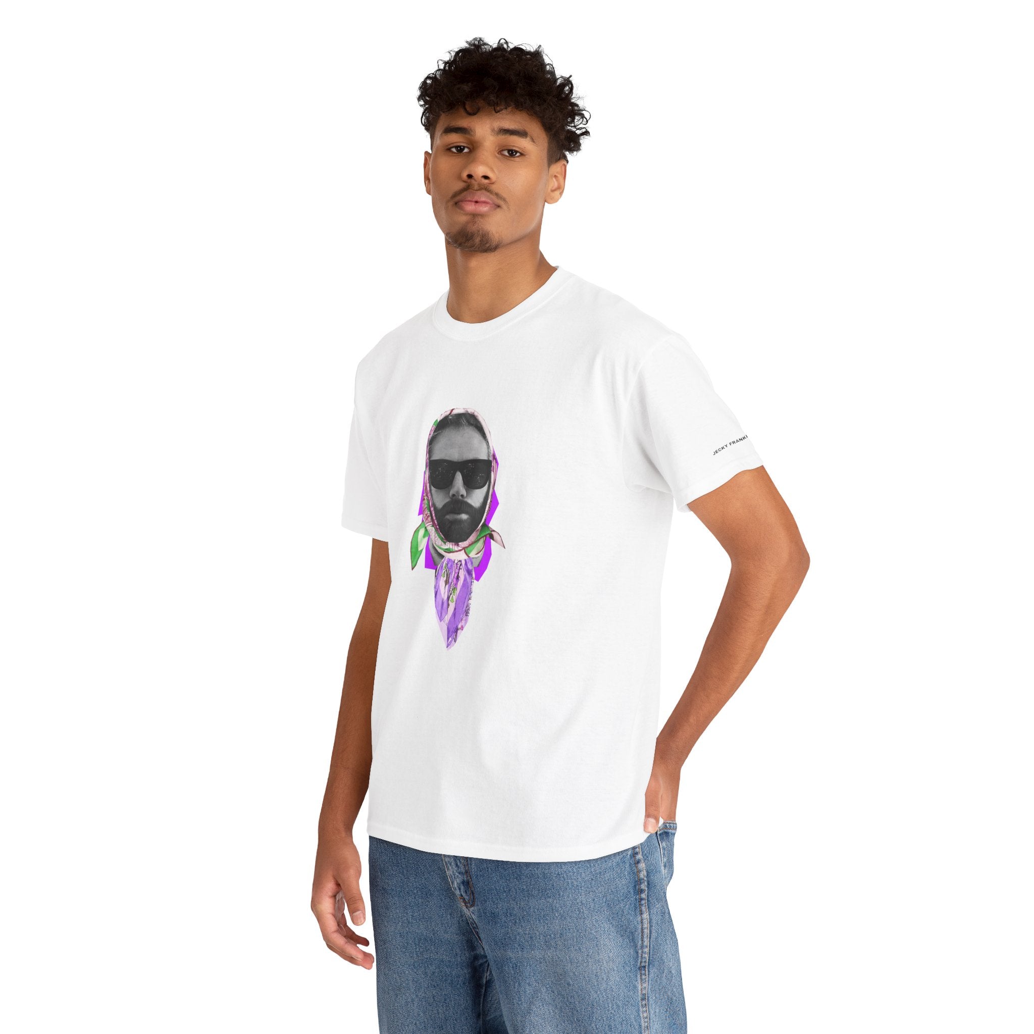 JECKY Fuxia FOULARD  Man  T-Shirt | Retro Portrait, Sunglasses, Vaporwave Accent