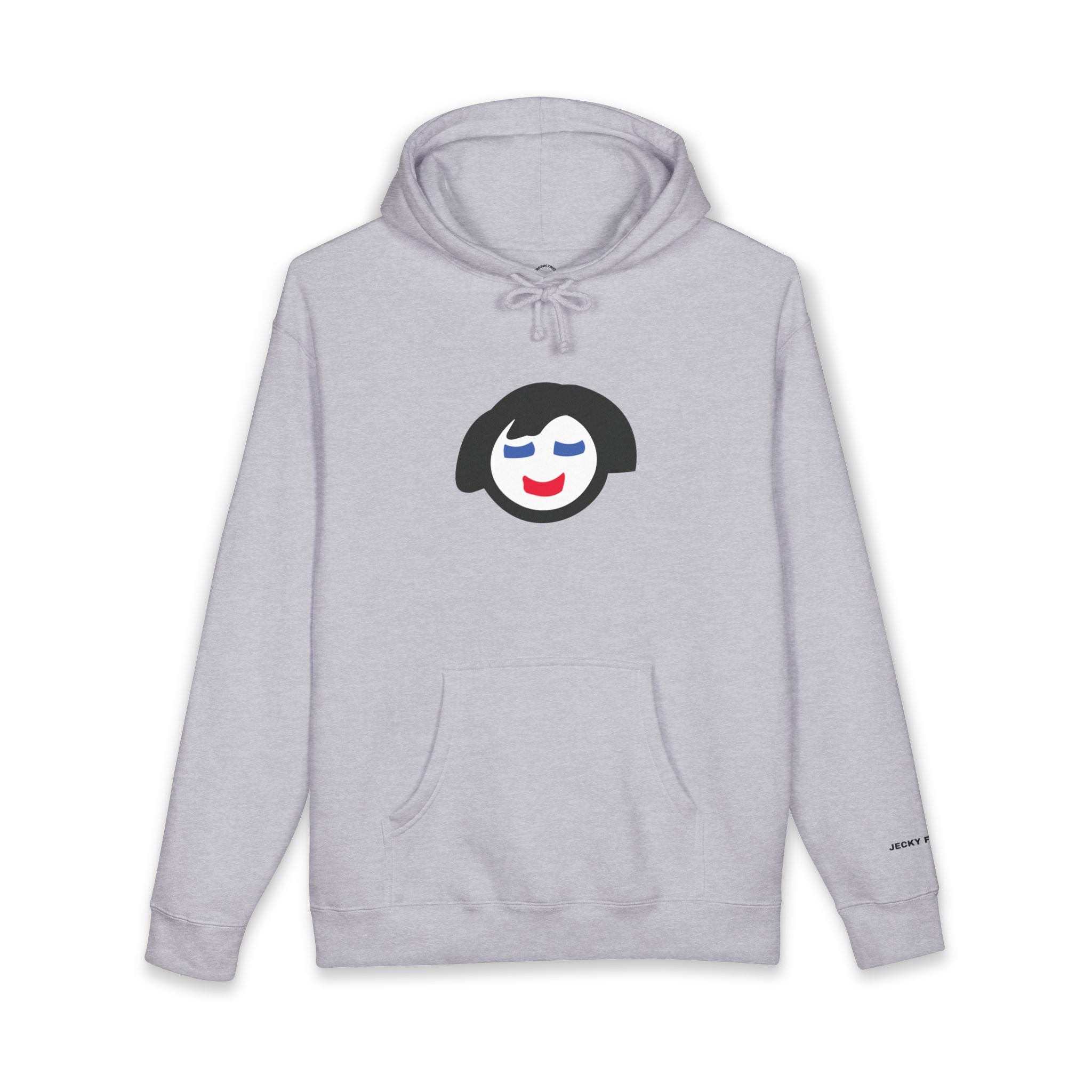 Smiling Face Graphic Hoodie | Minimal Portrait, White Hooded Sweatshirt