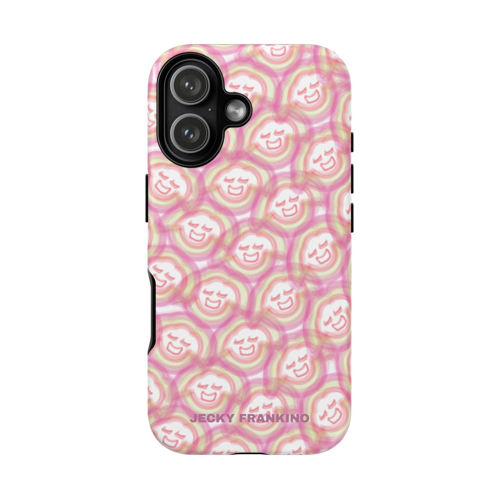 Pink Smiley JF Pattern Phone Case | Cute Repeating Emoji Design