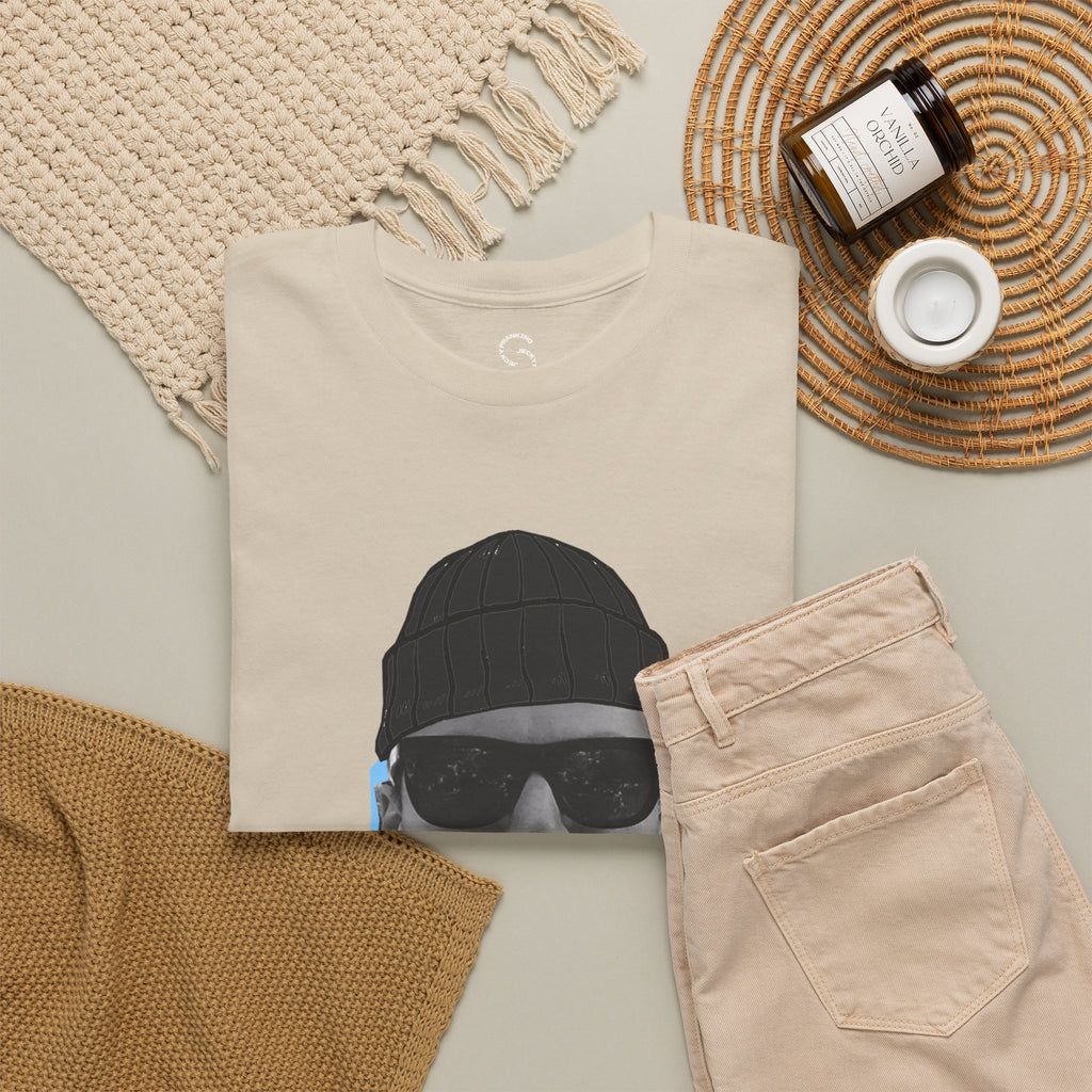 JECKY BLACK Beanie  Man  T-Shirt | Retro Portrait, Sunglasses, Vaporwave Accent