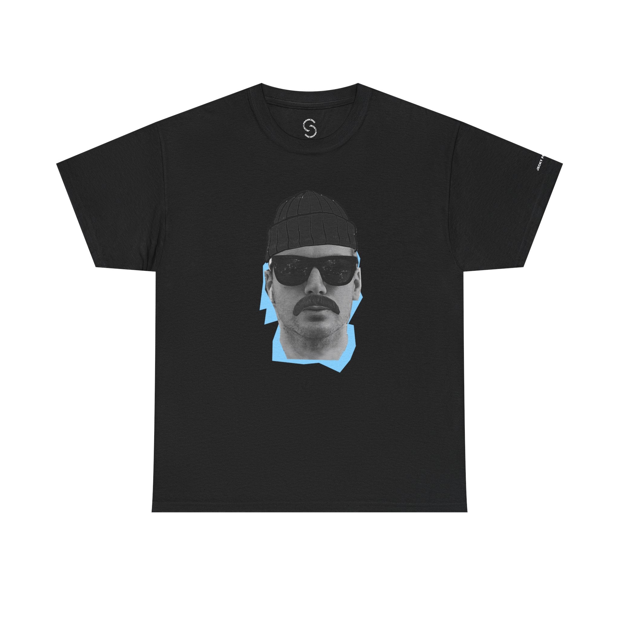 JECKY BLACK Beanie  Man  T-Shirt | Retro Portrait, Sunglasses, Vaporwave Accent