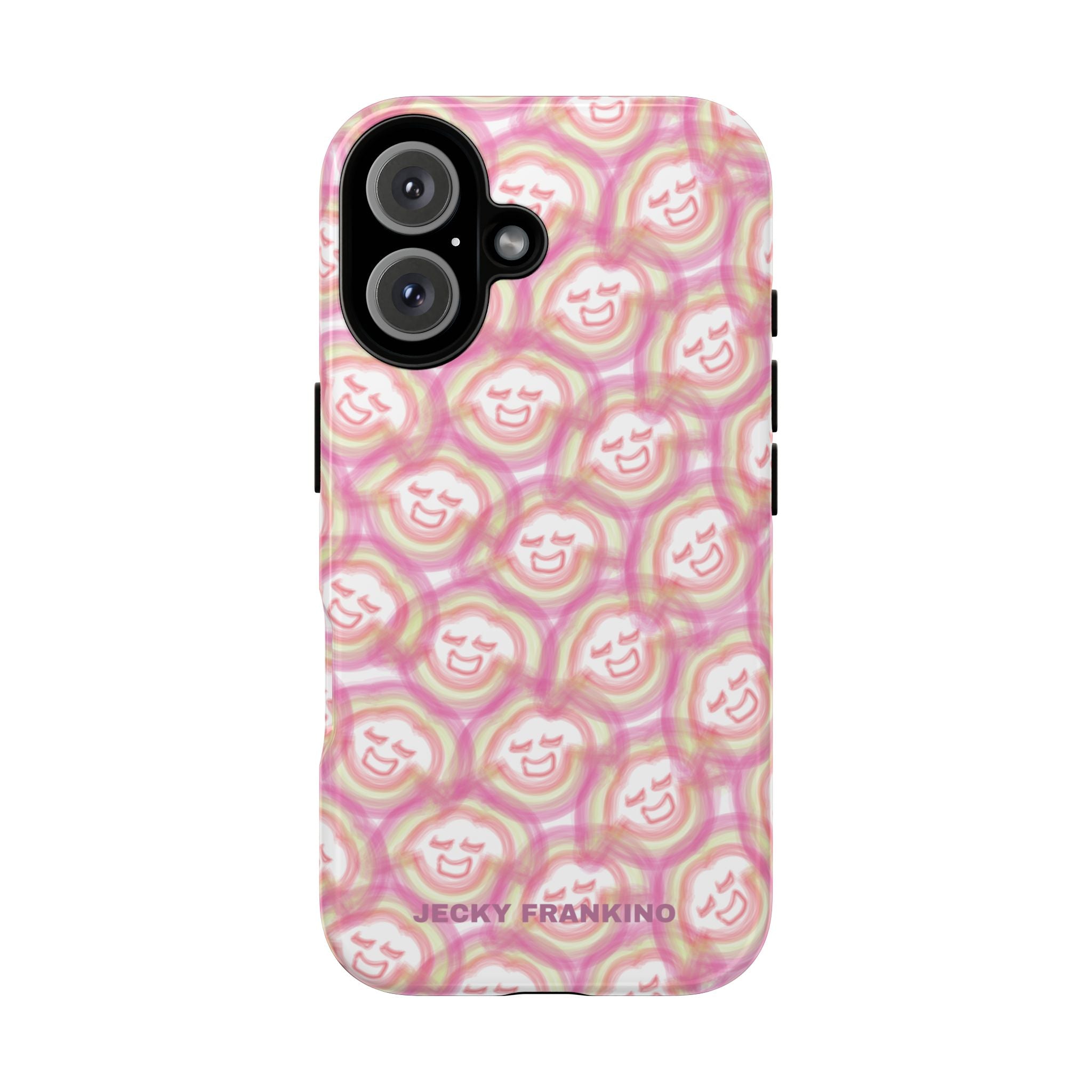 Pink Smiley JF Pattern Phone Case | Cute Repeating Emoji Design