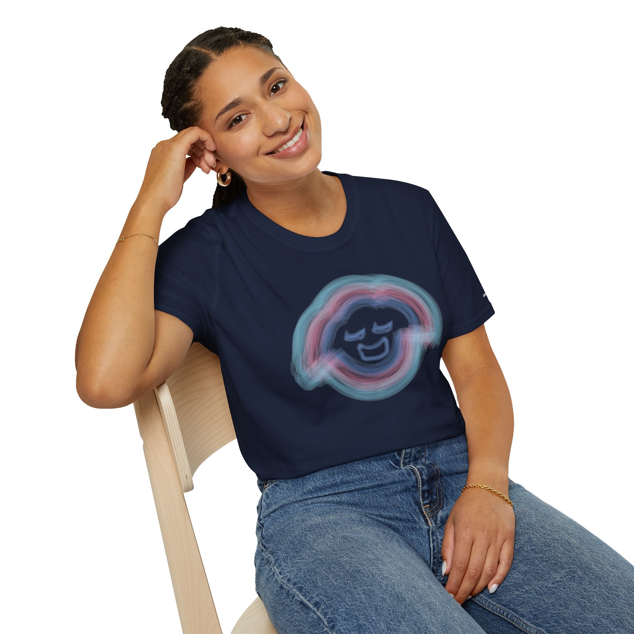 Smiling Rainbow Jecky Frankino Face T-Shirt | Pastel Vaporwave Smile Tee