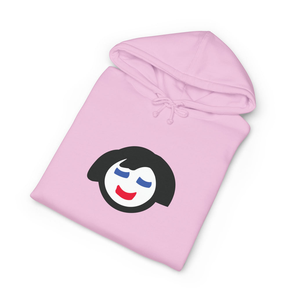 Smiling Face Graphic Hoodie | Minimal Portrait, White Hooded Sweatshirt