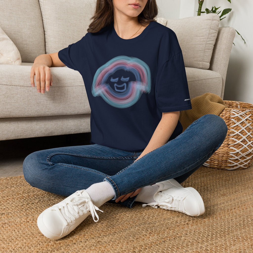 Smiling Rainbow Jecky Frankino Face T-Shirt | Pastel Vaporwave Smile Tee