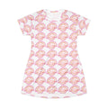 Smiling Rainbow Pattern T-Shirt Dress | Pink All-Over Print