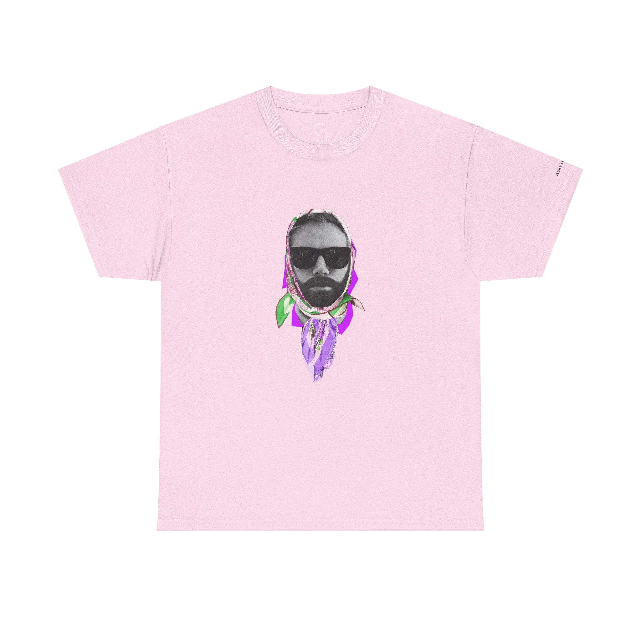 JECKY Fuxia FOULARD  Man  T-Shirt | Retro Portrait, Sunglasses, Vaporwave Accent