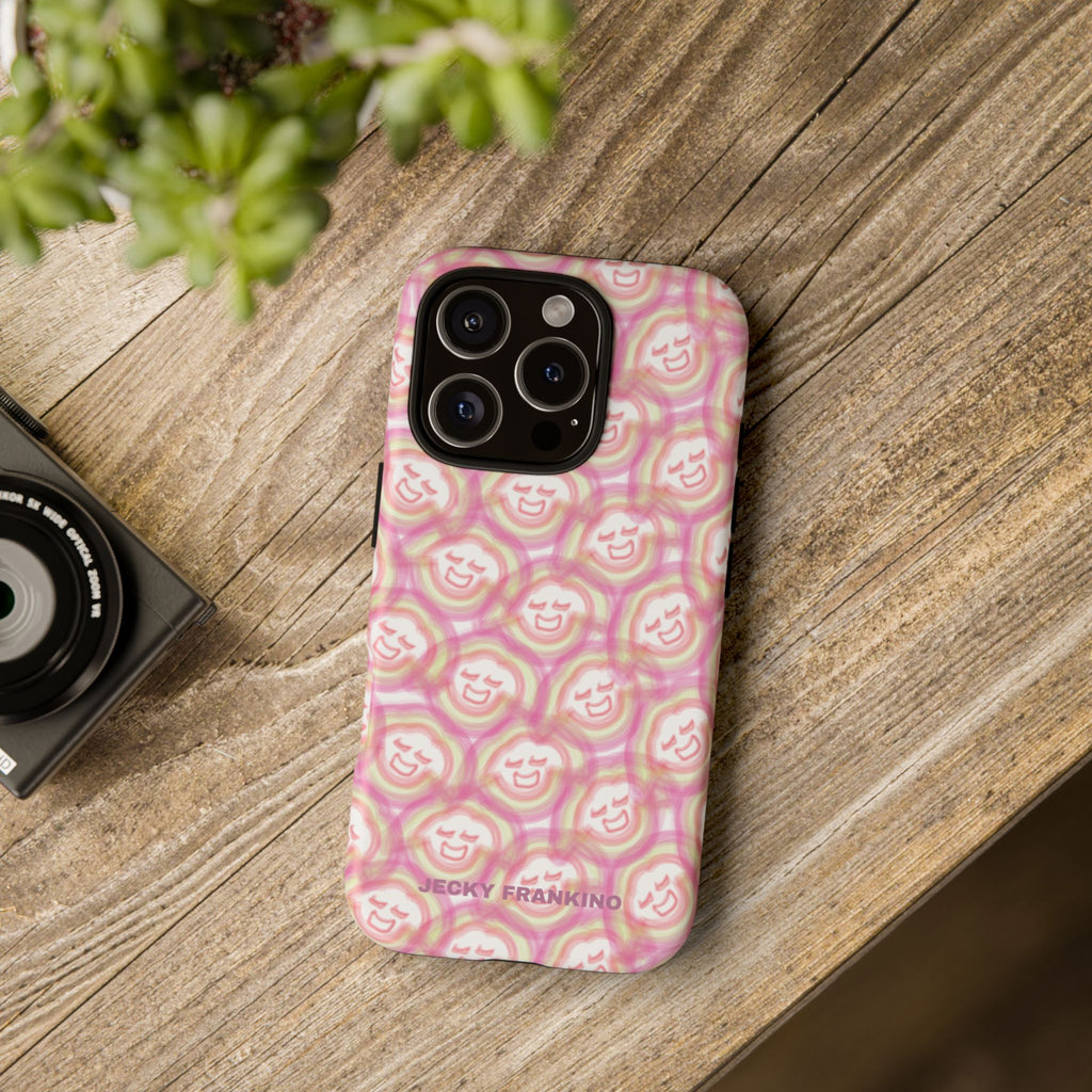 Pink Smiley JF Pattern Phone Case | Cute Repeating Emoji Design