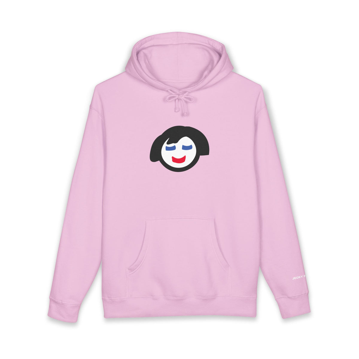 Smiling Face Graphic Hoodie | Minimal Portrait, White Hooded Sweatshirt