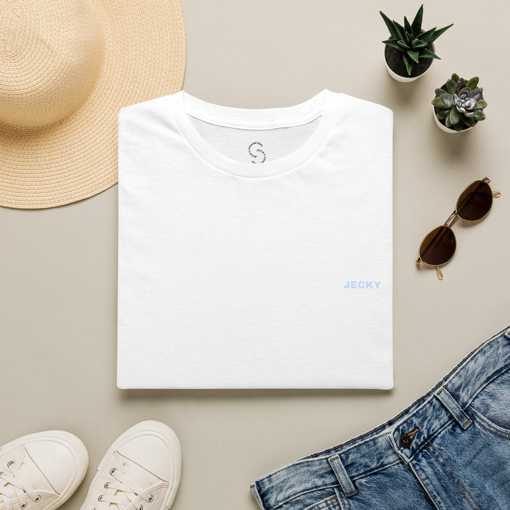 Minimal 'LUCKY' Text Tee, T-Shirt | Small Chest Script Logo