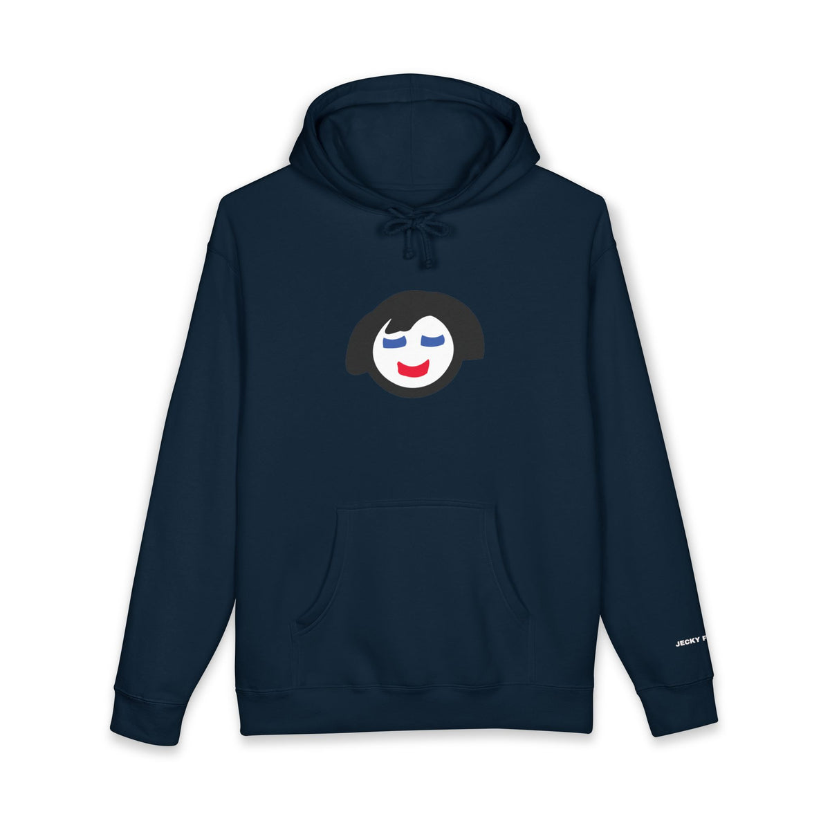 Smiling Face Graphic Hoodie | Minimal Portrait, White Hooded Sweatshirt