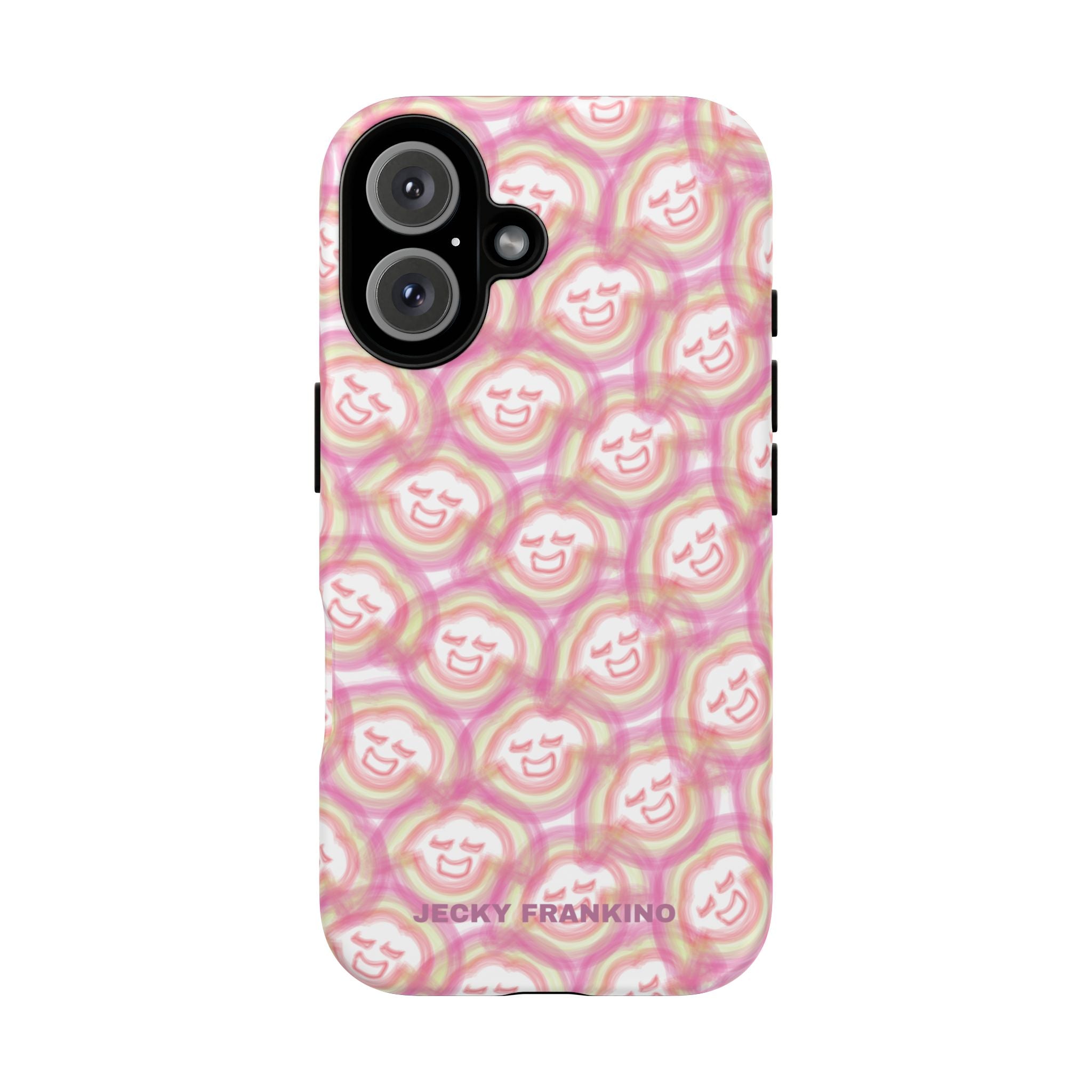 Pink Smiley JF Pattern Phone Case | Cute Repeating Emoji Design