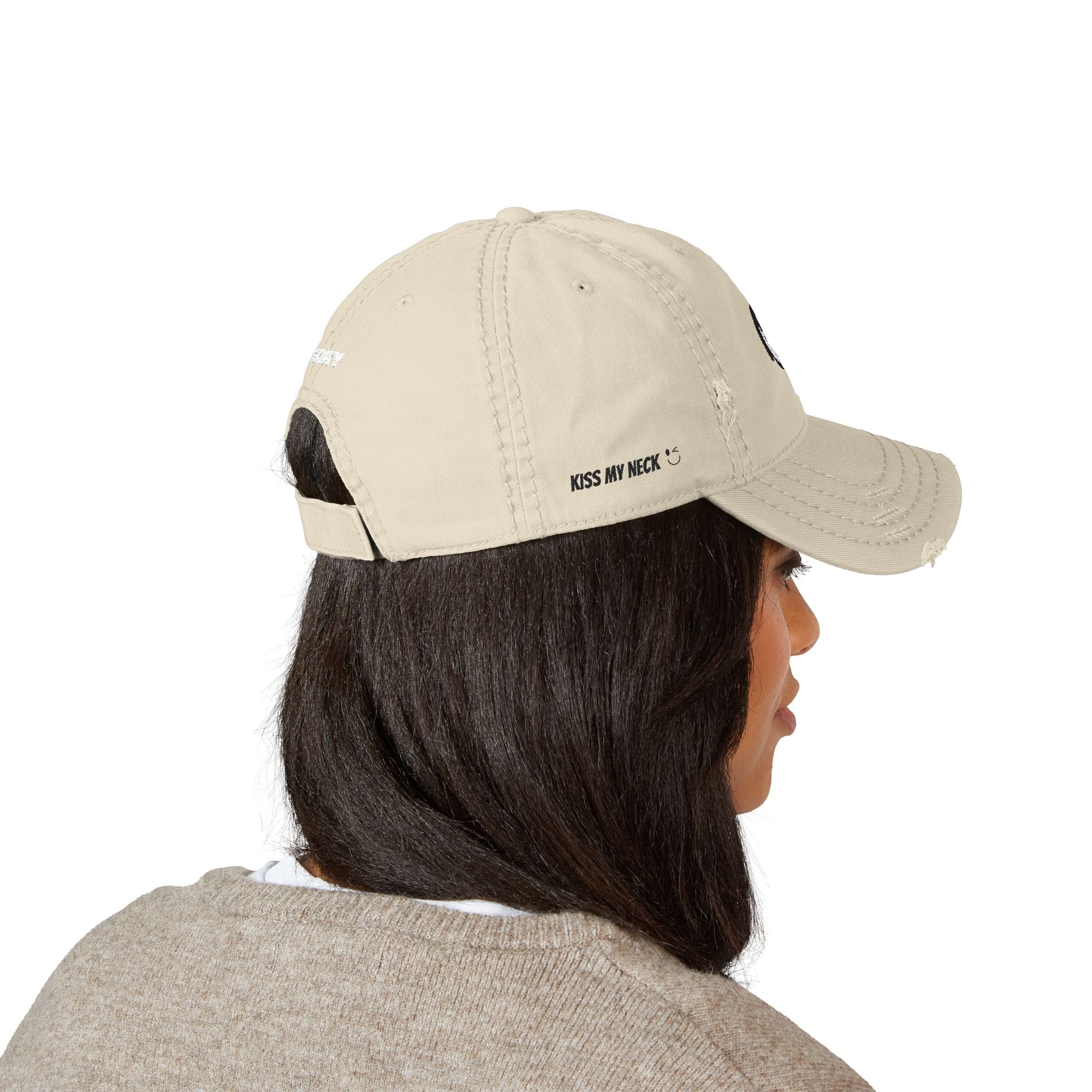 Smiling JECKY  Face Logo  Hat | Embroidered Distressed Cap
