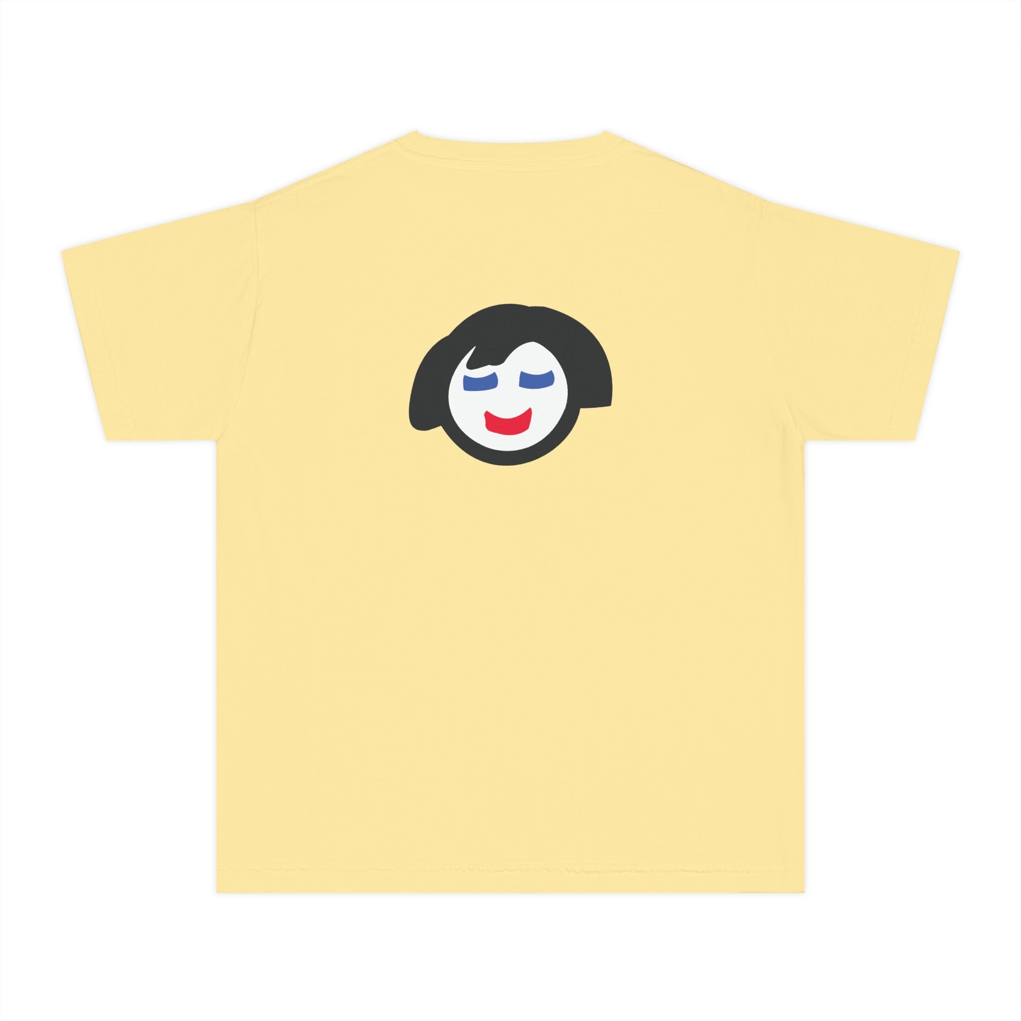 Smiling Face Graphic Youth Tee | Minimal Emoji Back Print