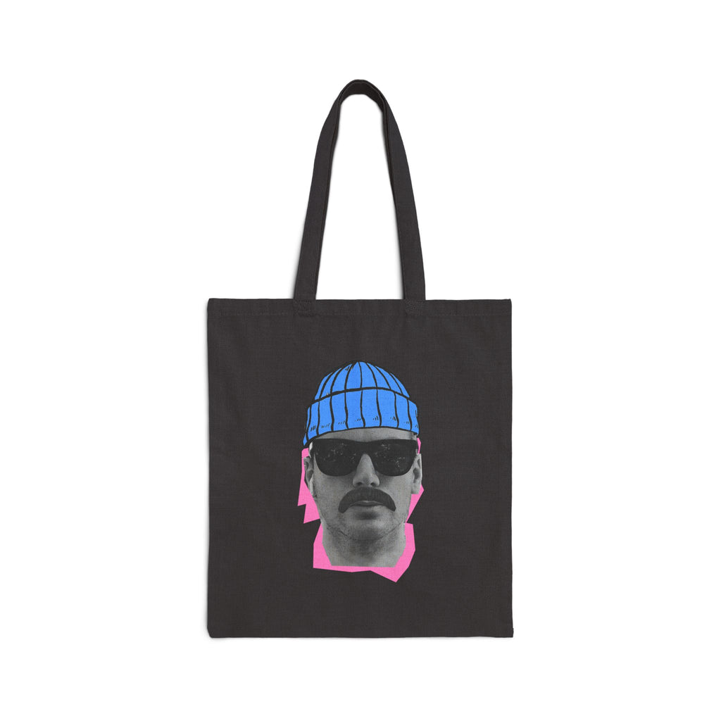 Bearded Man with Beanie Tote Bag | Retro Portrait, Sunglasses, Minimal Art