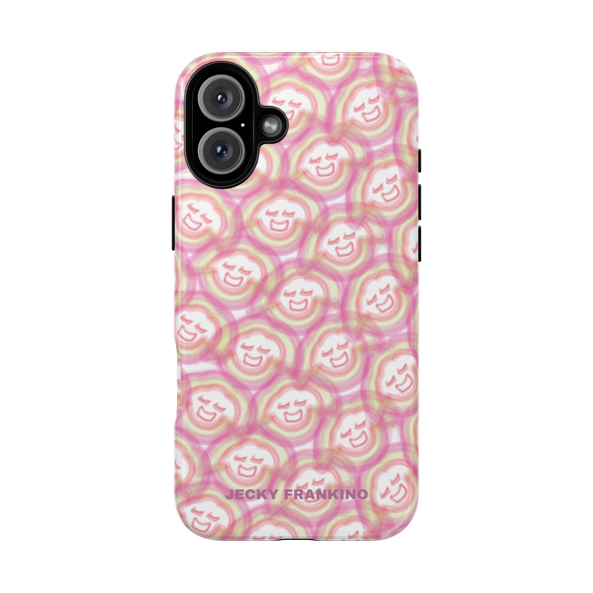 Pink Smiley JF Pattern Phone Case | Cute Repeating Emoji Design