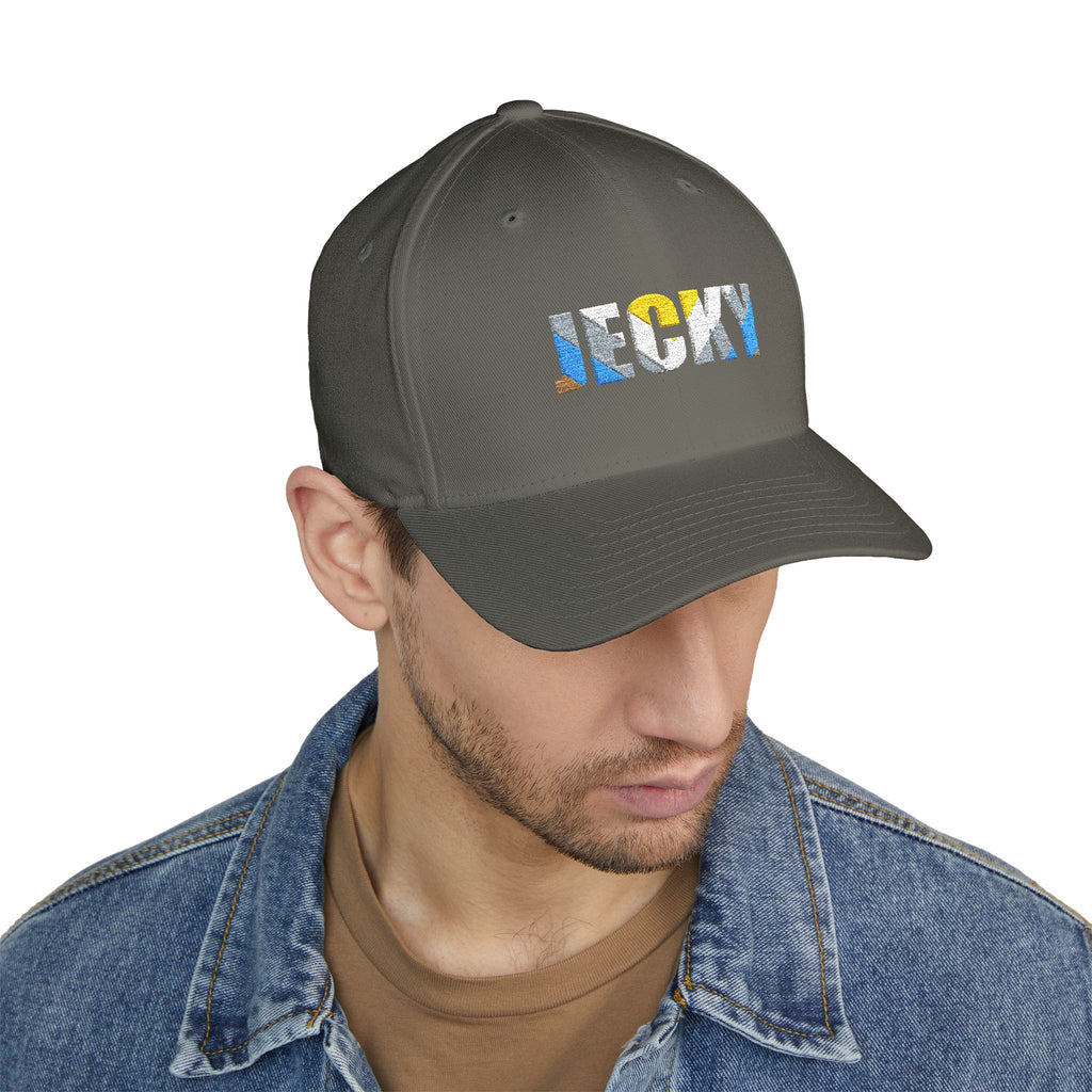 JECKY Text Patch Cap | Embroidered Baseball Hat, Winking Back Detail
