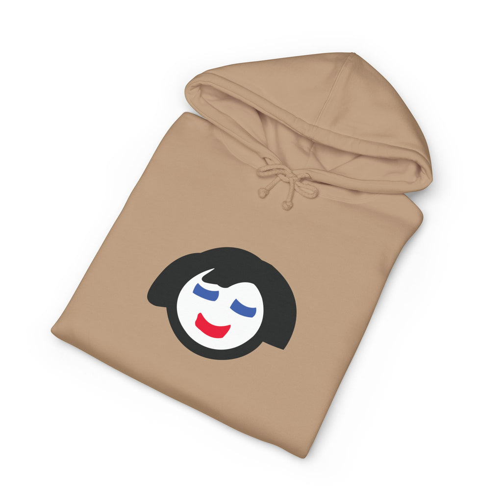 Smiling Face Graphic Hoodie | Minimal Portrait, White Hooded Sweatshirt