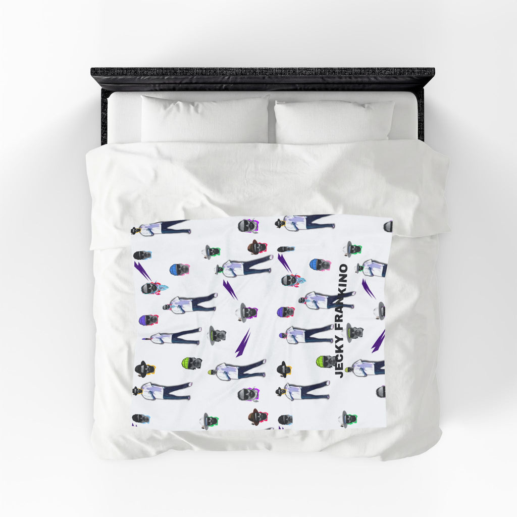 Jecky Frankino Pattern Velveteen Plush Blanket | Character Face Repeat Design