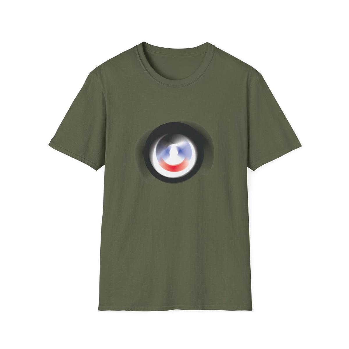 Abstract Color Swirl T-Shirt | Minimal Lens Circle Graphic