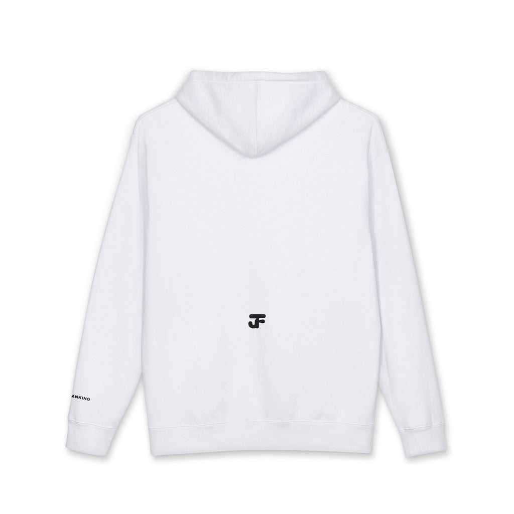 Smiling Face Graphic Hoodie | Minimal Portrait, White Hooded Sweatshirt