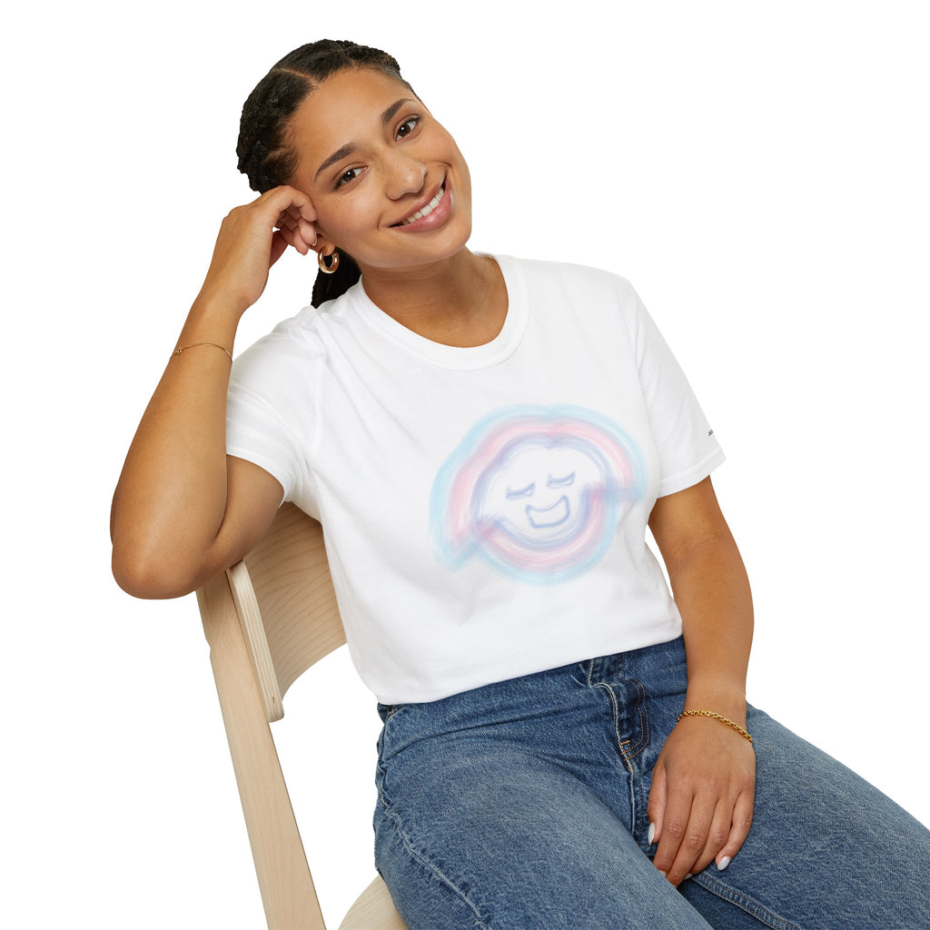 Smiling Rainbow Jecky Frankino Face T-Shirt | Pastel Vaporwave Smile Tee