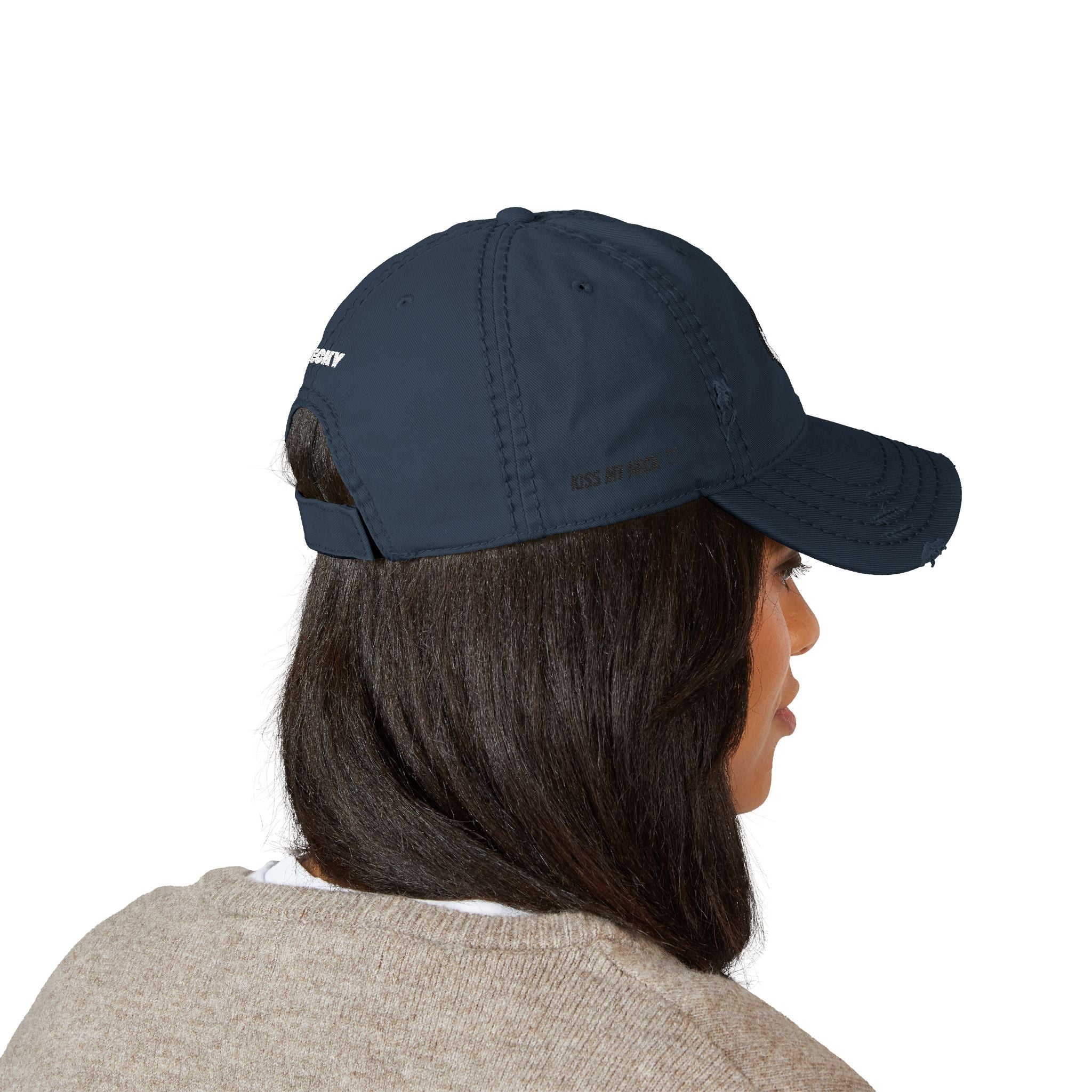 Smiling JECKY  Face Logo  Hat | Embroidered Distressed Cap
