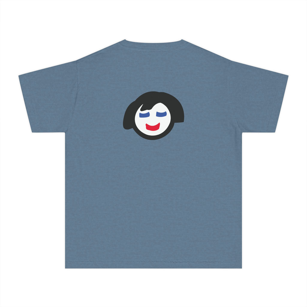Smiling Face Graphic Youth Tee | Minimal Emoji Back Print